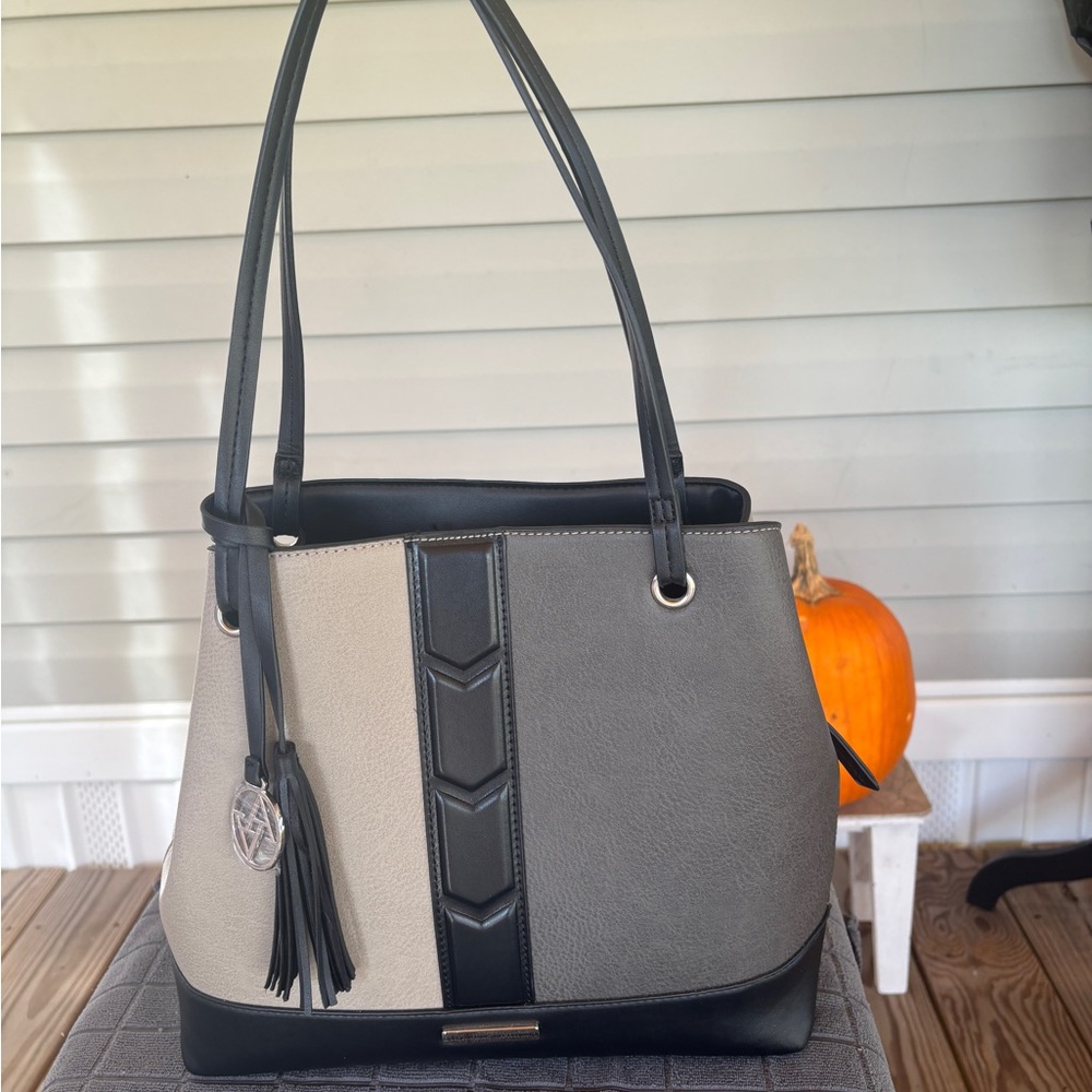 Adrienne Vittadini Two-Tone Black and Gray Tote